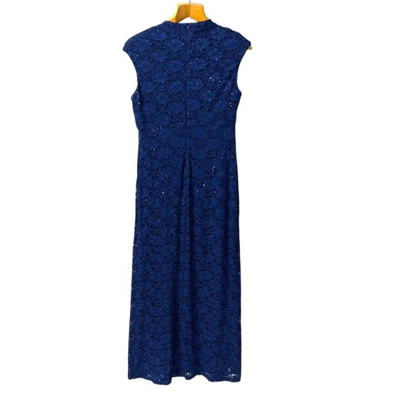 Connected Apparel Navy Blue Lace MOB Formal Evening Gown Maxi Dress Size 16 - Picture 4 of 9
